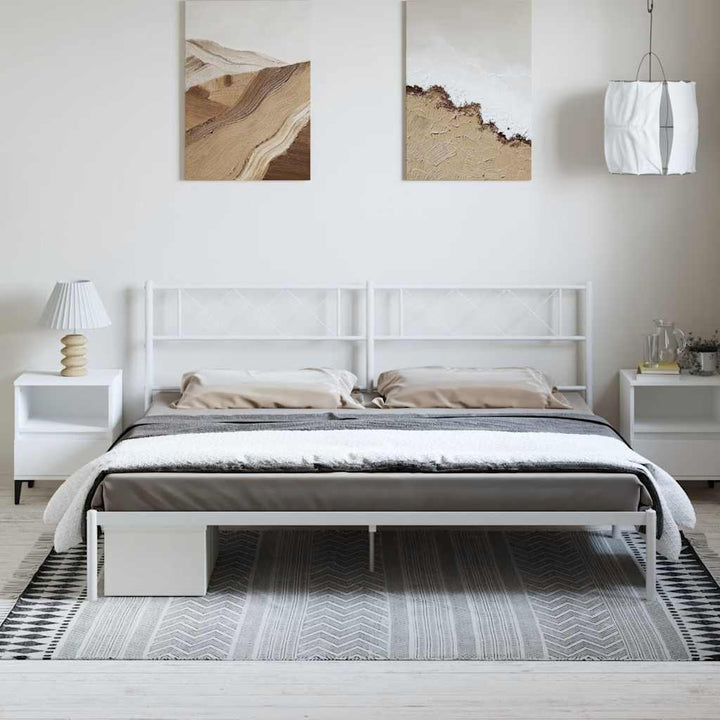 sengeramme med sengegavl 183x213 cm metal hvid