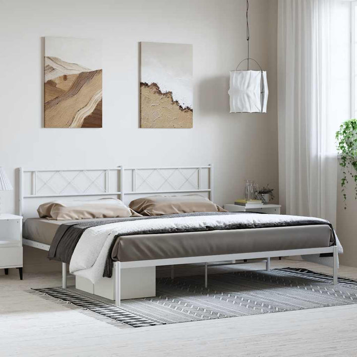 sengeramme med sengegavl 183x213 cm metal hvid