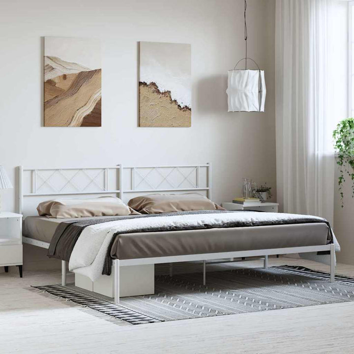 sengeramme med sengegavl 193x203 cm metal hvid