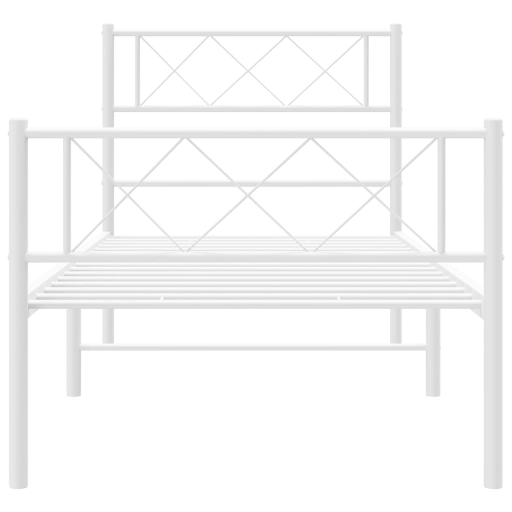 sengeramme med sengegavl og fodgærde 80x200 cm metal hvid