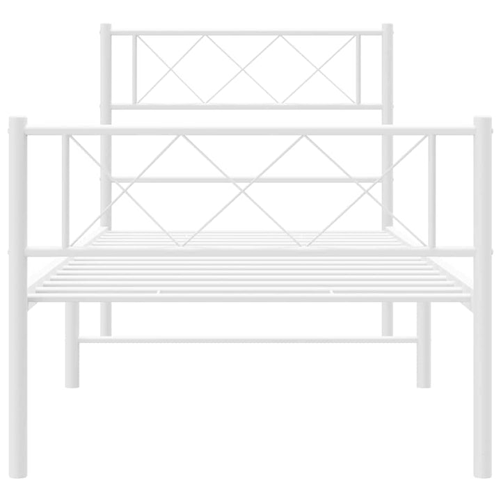 sengeramme med sengegavl og fodgærde 100x190 cm metal hvid