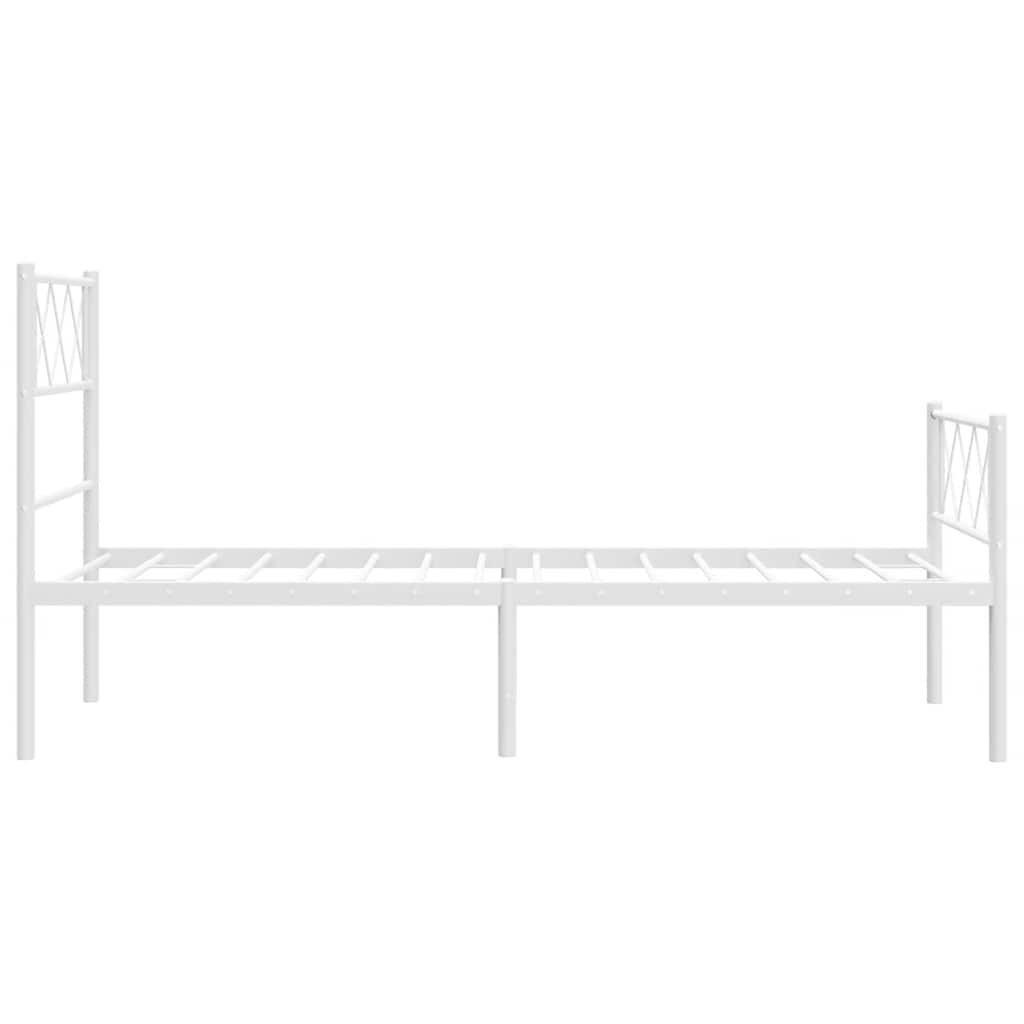 sengeramme med sengegavl og fodgærde 100x190 cm metal hvid