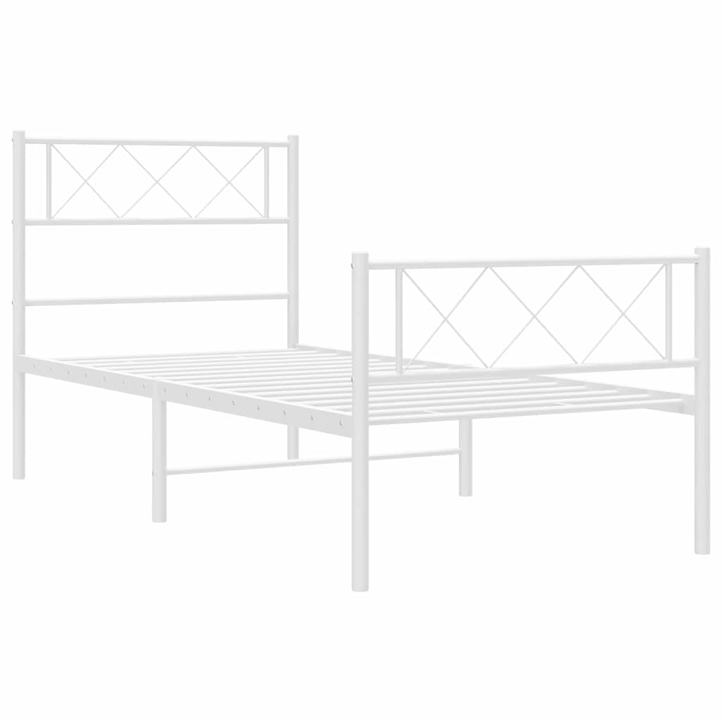 sengeramme med sengegavl og fodgærde 100x200 cm metal hvid