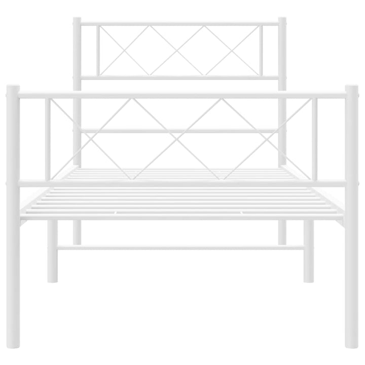 sengeramme med sengegavl og fodgærde 107x203 cm metal hvid