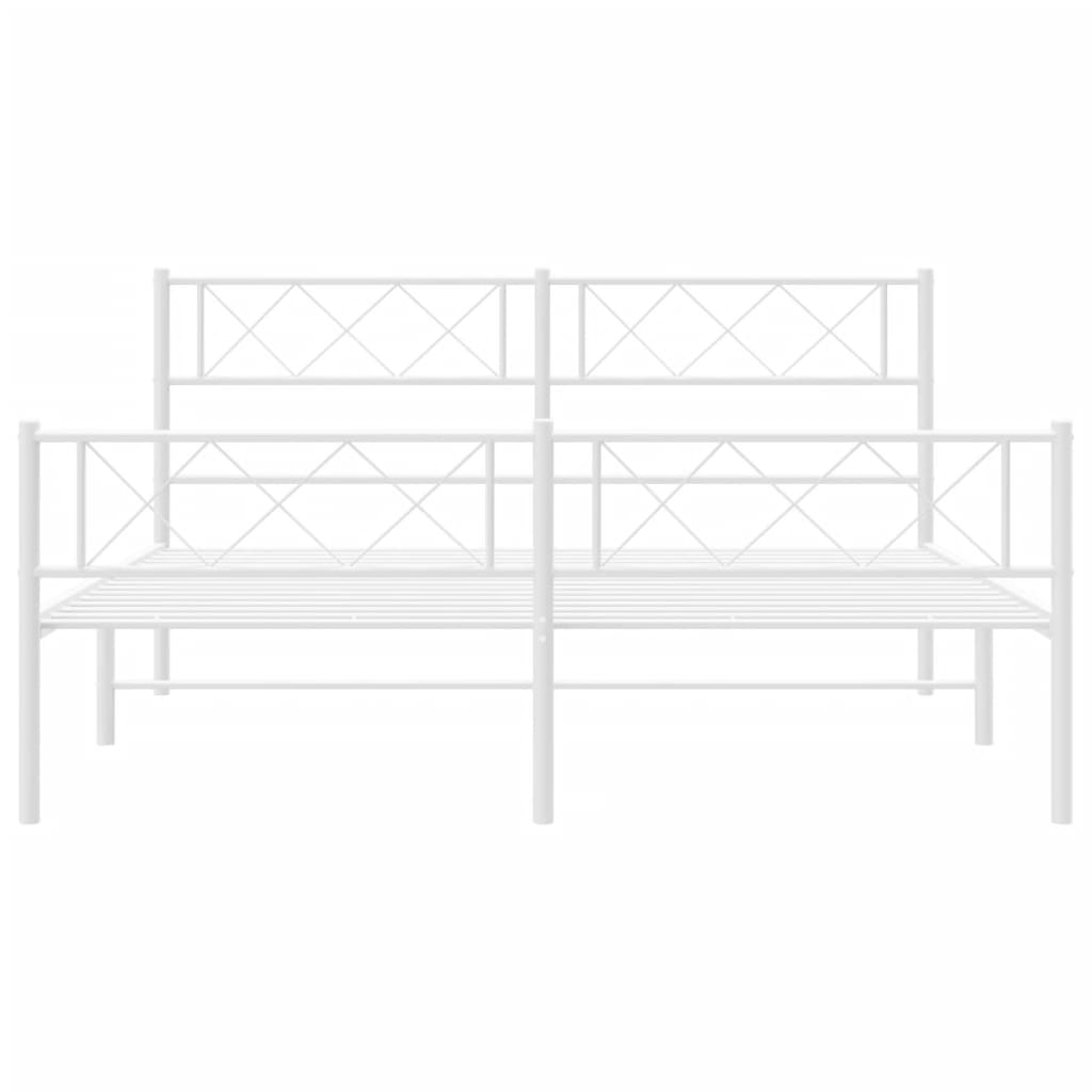 sengeramme med sengegavl og fodgærde 120x200 cm metal hvid