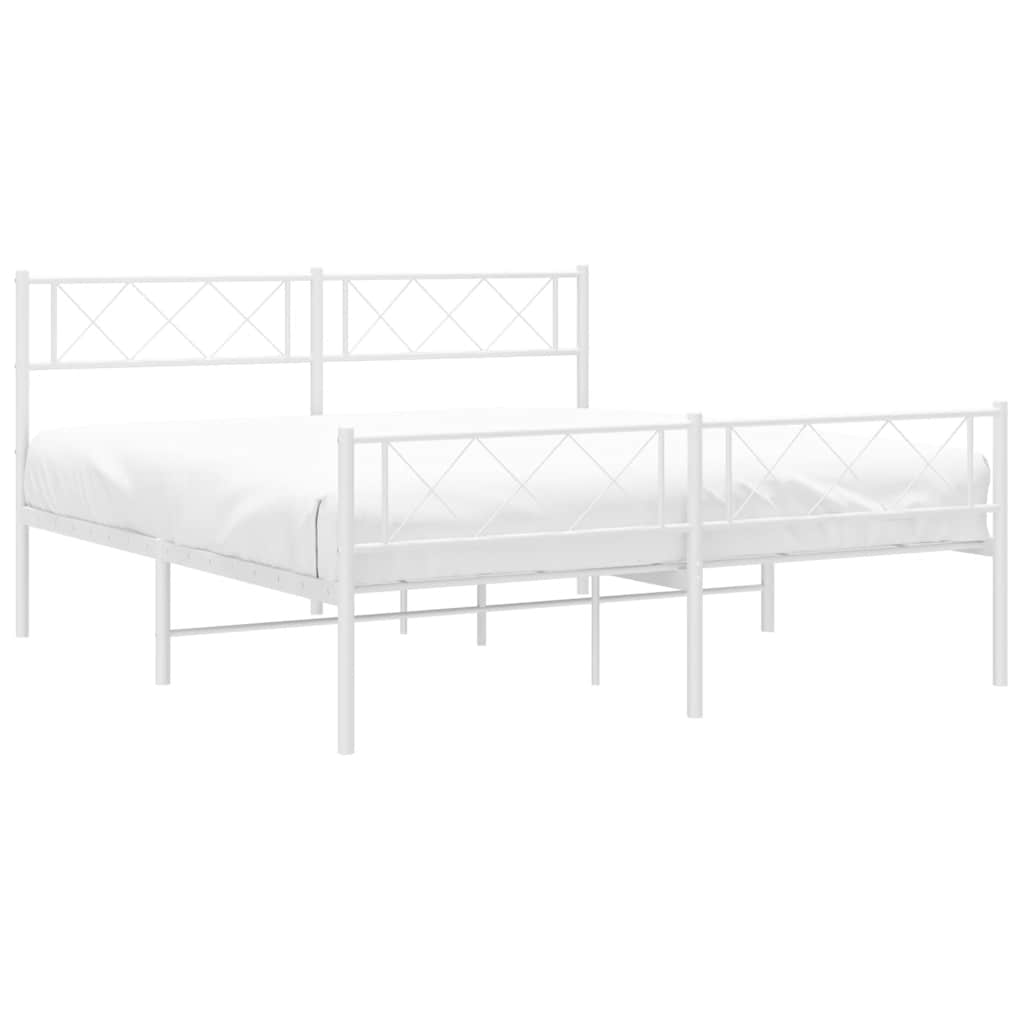 sengeramme med sengegavl og fodgærde 135x190 cm metal hvid