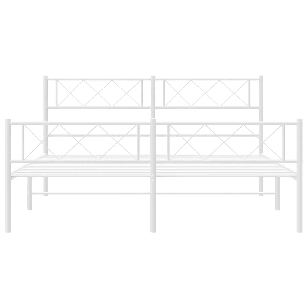 sengeramme med sengegavl og fodgærde 135x190 cm metal hvid