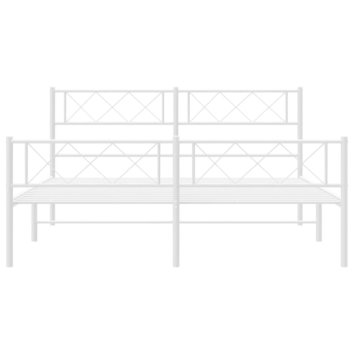 sengeramme med sengegavl og fodgærde 140x190 cm metal hvid