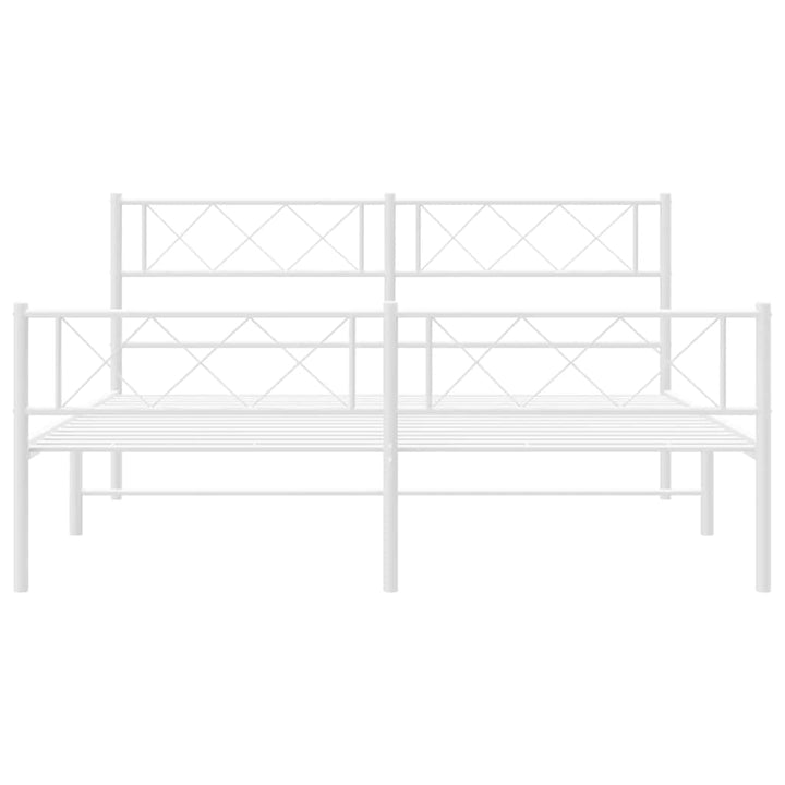 sengeramme med sengegavl og fodgærde 150x200 cm metal hvid