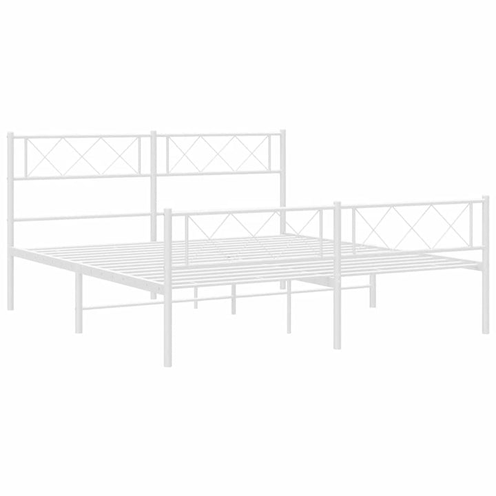 sengeramme med sengegavl og fodgærde 150x200 cm metal hvid
