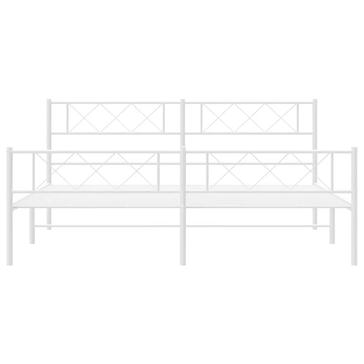 sengeramme med sengegavl og fodgærde 183x213 cm metal hvid