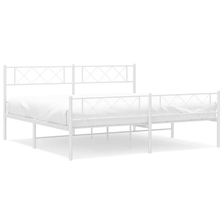 sengeramme med sengegavl og fodgærde 193x203 cm metal hvid