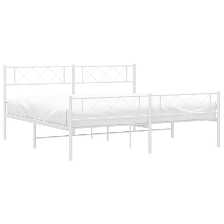 sengeramme med sengegavl og fodgærde 193x203 cm metal hvid