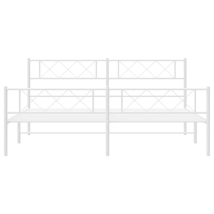 sengeramme med sengegavl og fodgærde 193x203 cm metal hvid