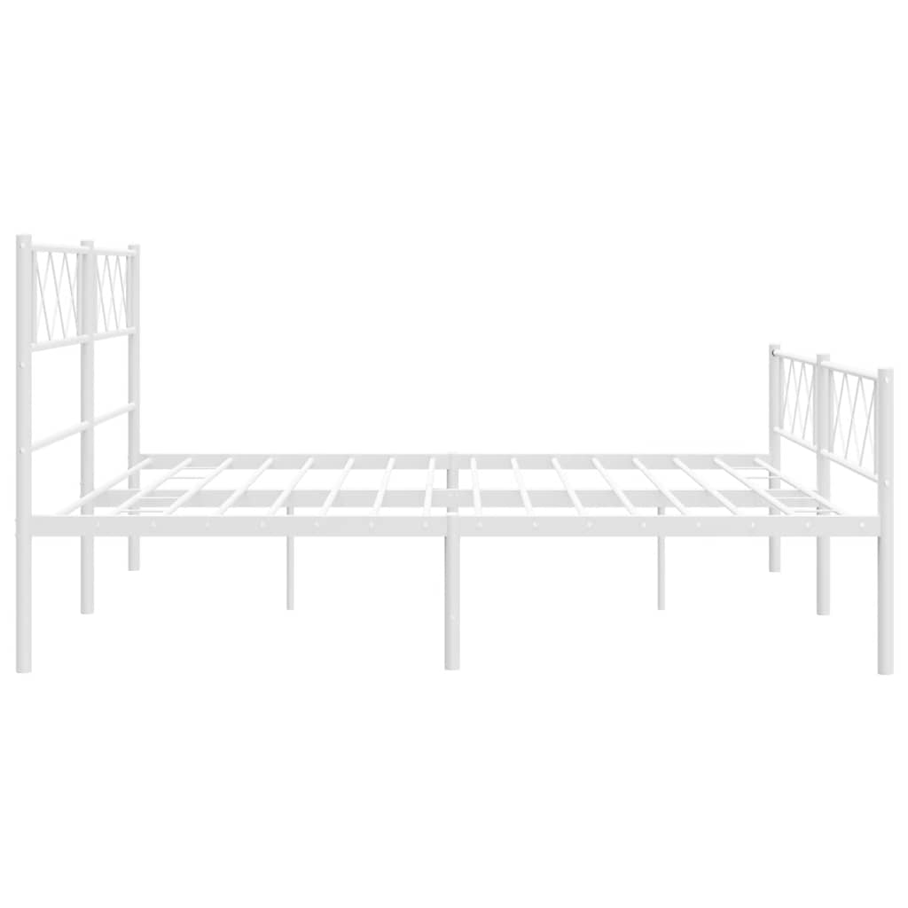 sengeramme med sengegavl og fodgærde 193x203 cm metal hvid