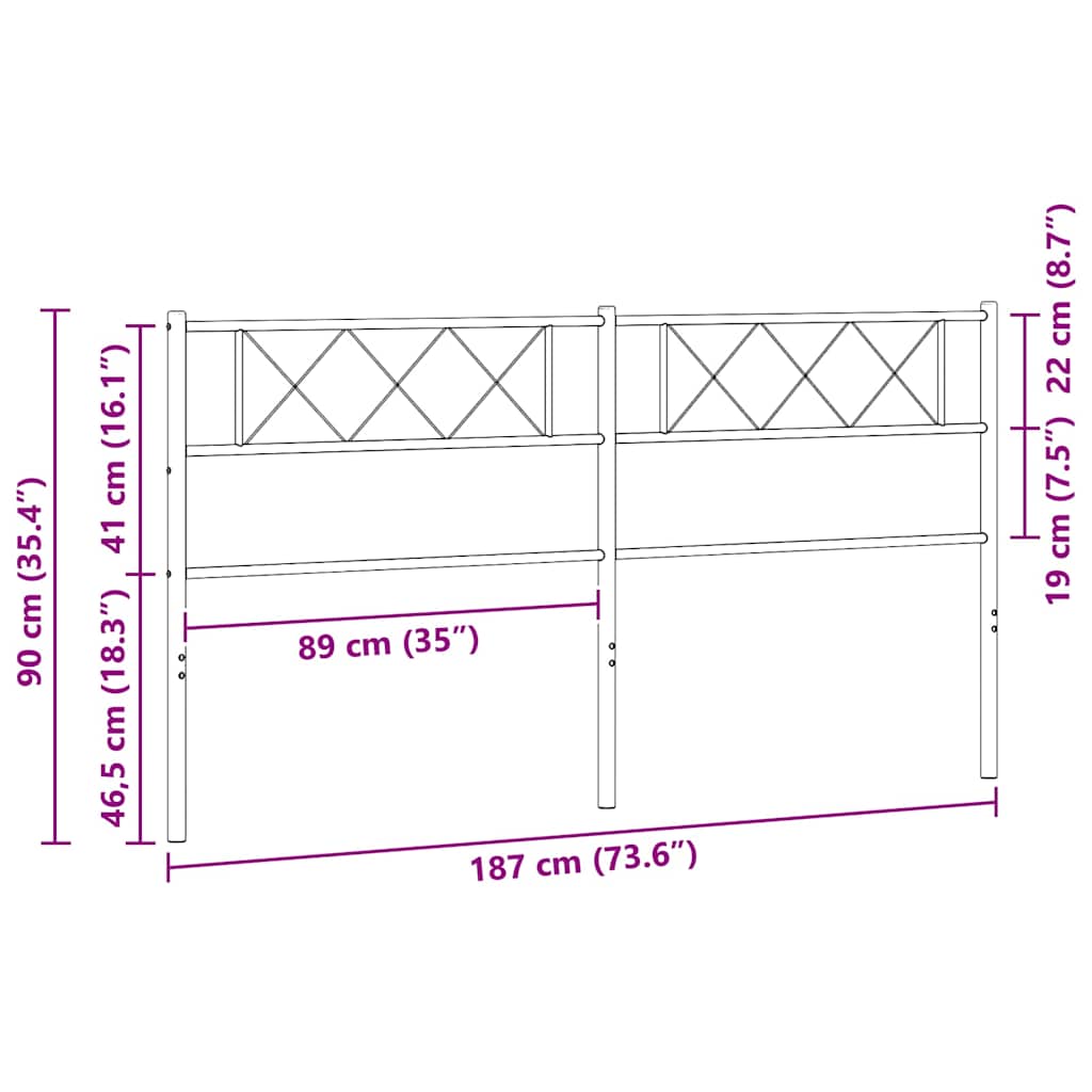 udskiftningsgavl 180 cm metal hvid