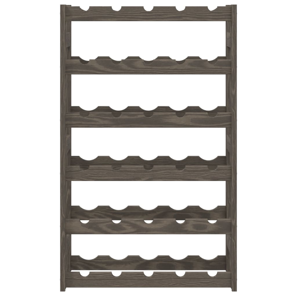 vinreol til 30 flasker massivt fyrretræ grå