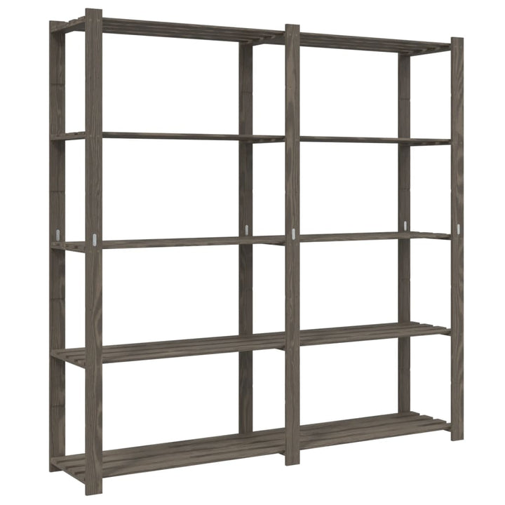 opbevaringsreol 5 hylder 70x38x170 cm massivt fyrretræ grå
