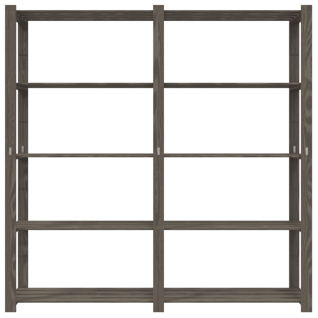 opbevaringsreol 5 hylder 70x38x170 cm massivt fyrretræ grå