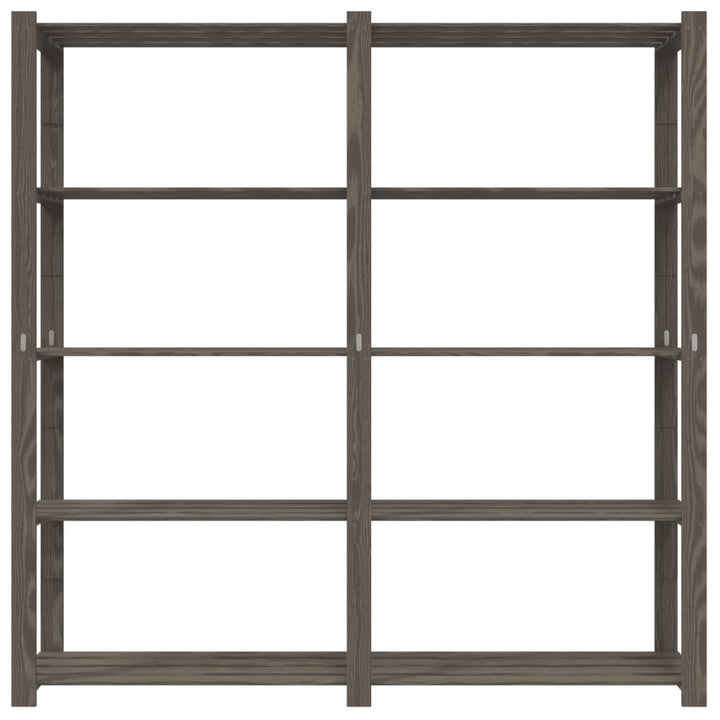 opbevaringsreol 5 hylder 70x38x170 cm massivt fyrretræ grå