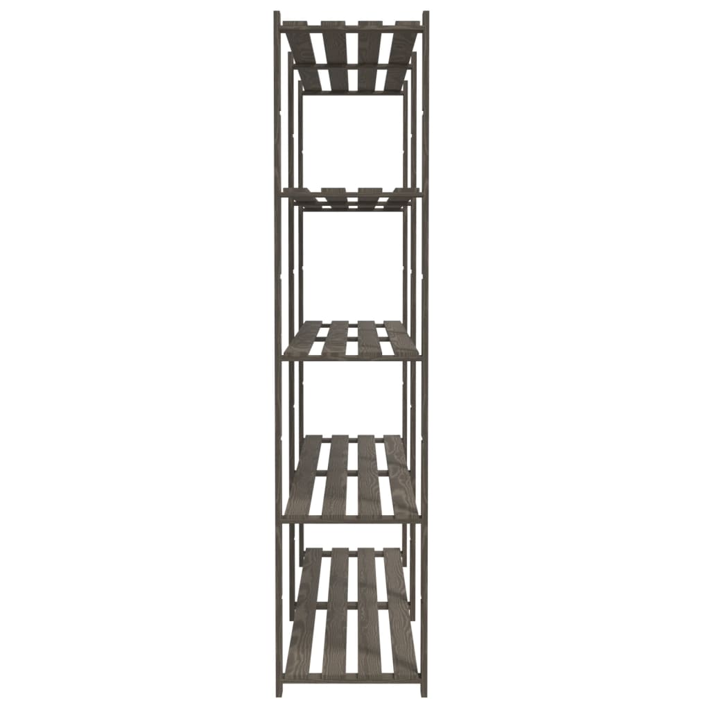 opbevaringsreol 5 hylder 70x38x170 cm massivt fyrretræ grå