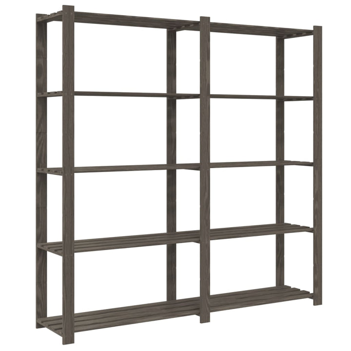 opbevaringsreol 5 hylder 70x38x170 cm massivt fyrretræ grå