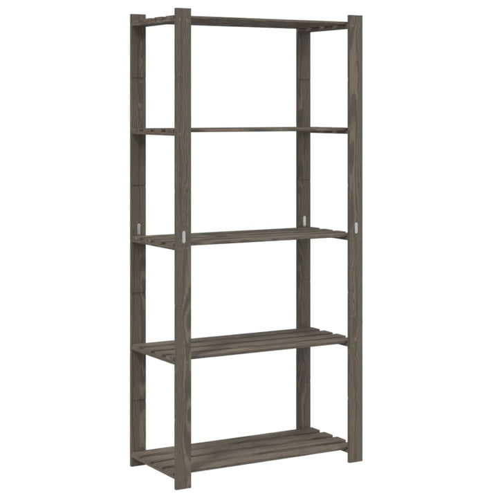 opbevaringsreol 5 hylder 80x38x170 cm massivt fyrretræ grå