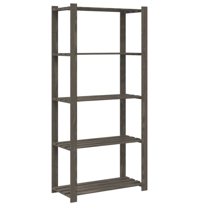 opbevaringsreol 5 hylder 80x38x170 cm massivt fyrretræ grå