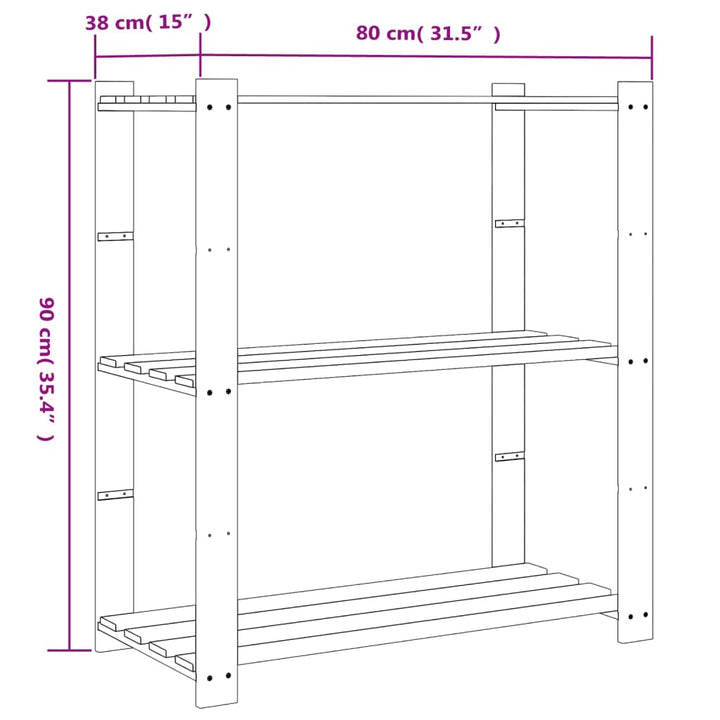 opbevaringsreol 3 hylder 80x38x90 cm massivt fyrretræ grå