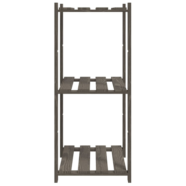 opbevaringsreol 3 hylder 60x38x90 cm massivt fyrretræ grå