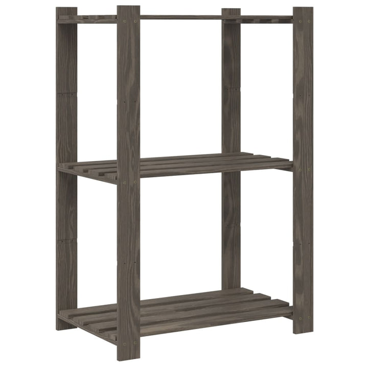 opbevaringsreol 3 hylder 60x38x90 cm massivt fyrretræ grå