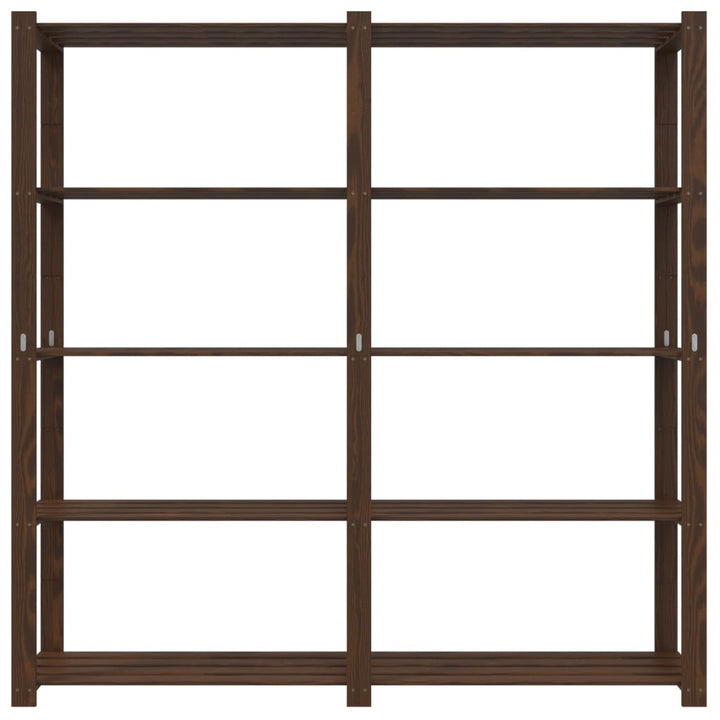 opbevaringsreol 5 hylder 170x38x170 cm massivt fyrretræ brun