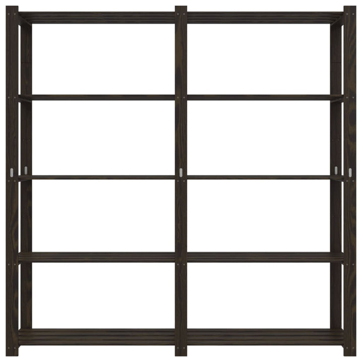 opbevaringsreol 5 hylder 170x38x170 cm massivt fyrretræ sort