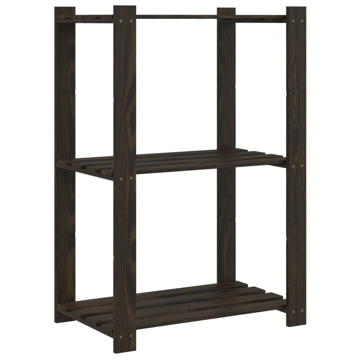 opbevaringsreol 3 hylder 60x38x90 cm massivt fyrretræ sort