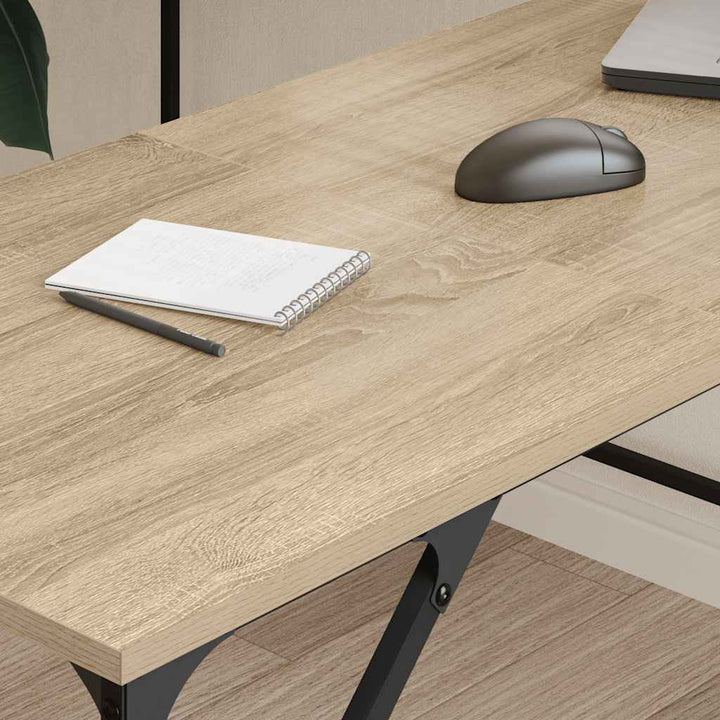 skrivebord 149x149x75 cm konstrueret træ sonoma-eg