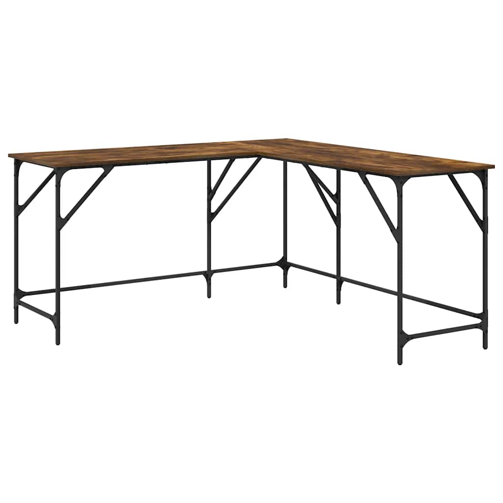 skrivebord 149x149x75 cm konstrueret træ røget egetræsfarve