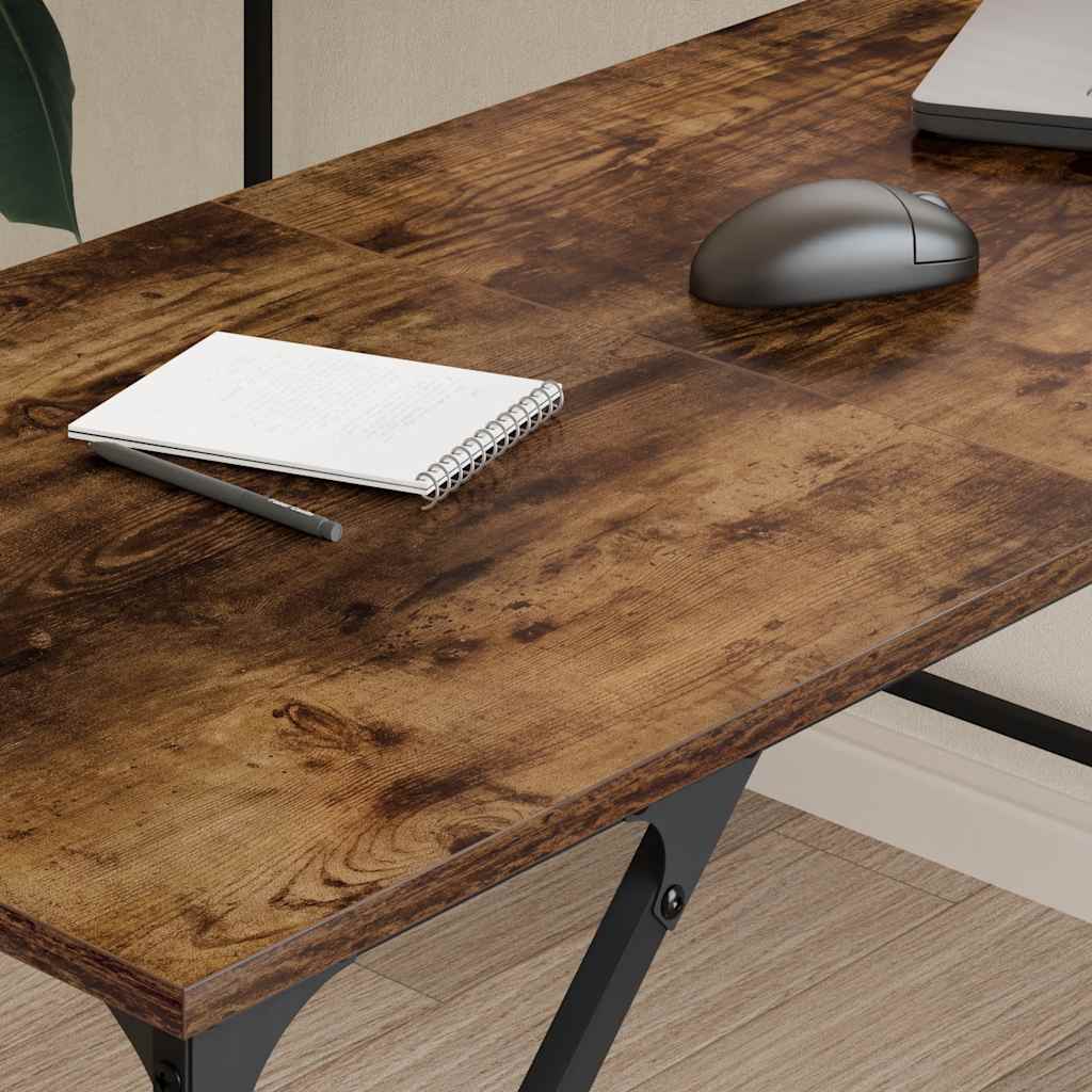 skrivebord 149x149x75 cm konstrueret træ røget egetræsfarve