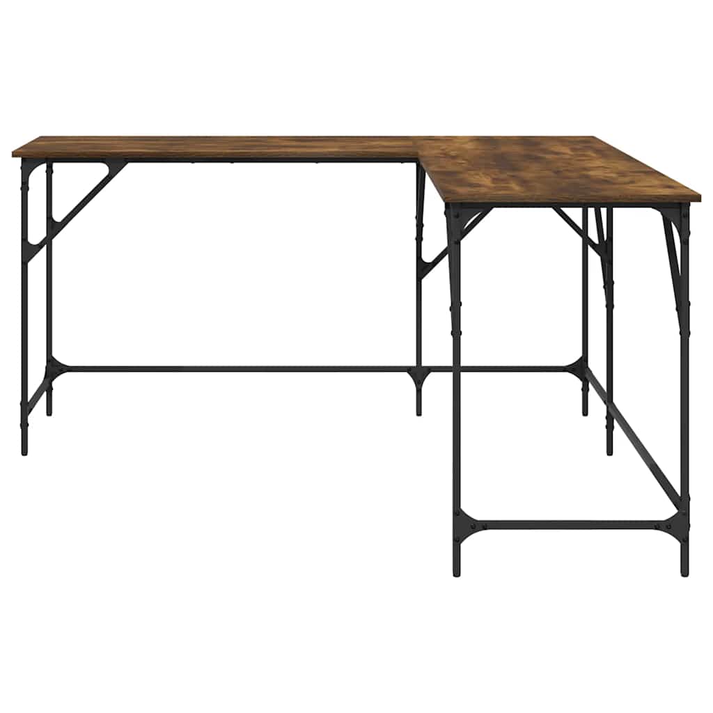 skrivebord 149x149x75 cm konstrueret træ røget egetræsfarve