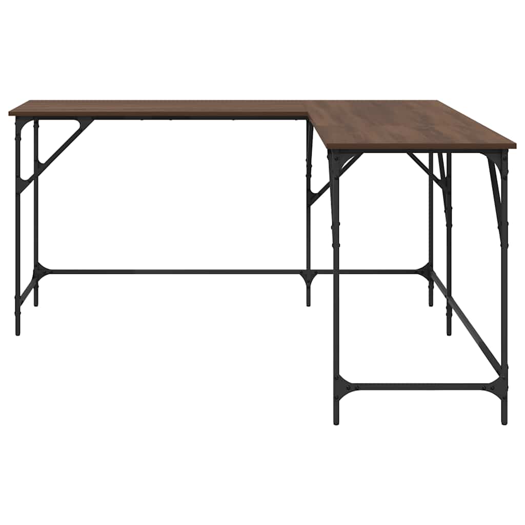 skrivebord 149x149x75 cm konstrueret træ brun egetræsfarve