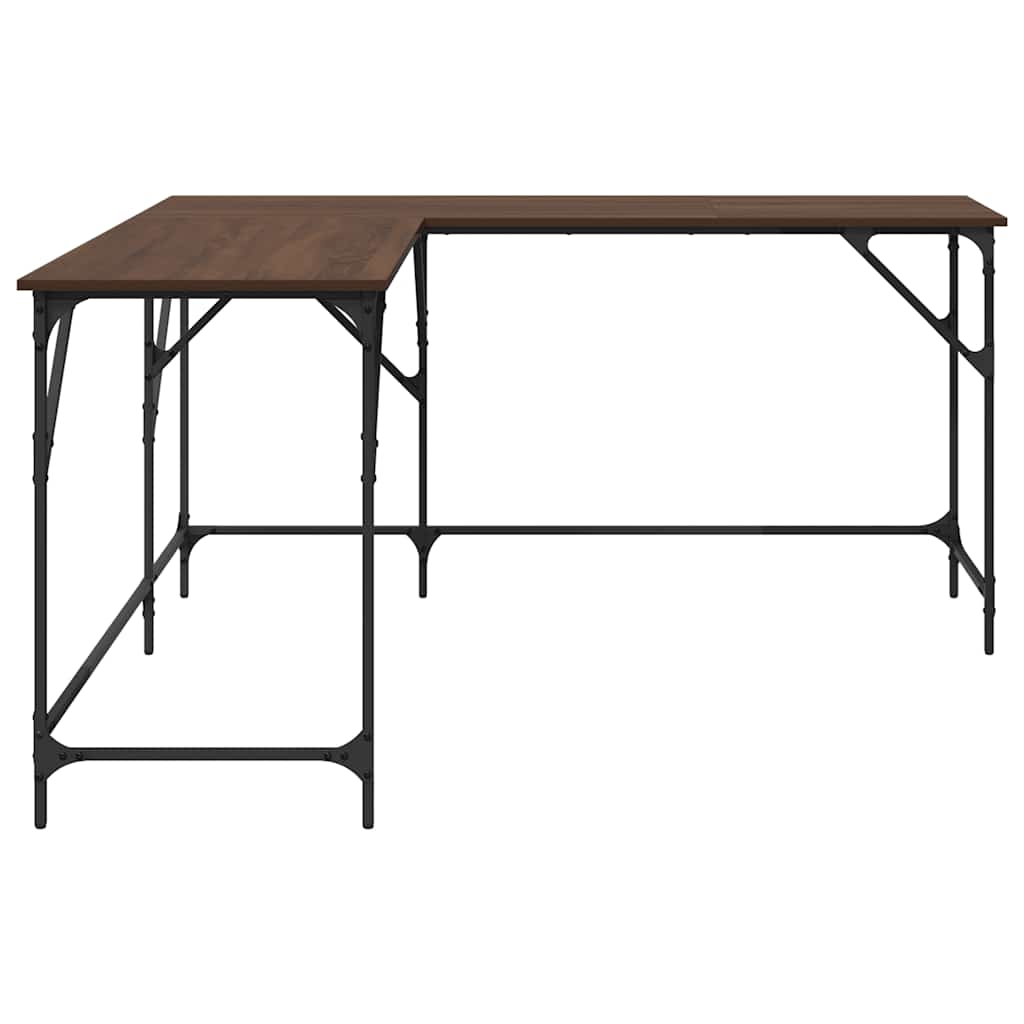 skrivebord 149x149x75 cm konstrueret træ brun egetræsfarve