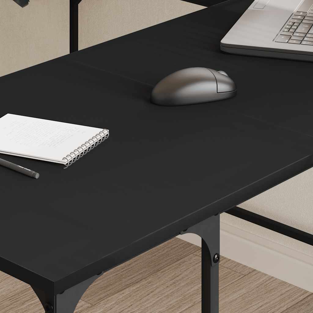 skrivebord 139x139x75 cm konstrueret træ sort