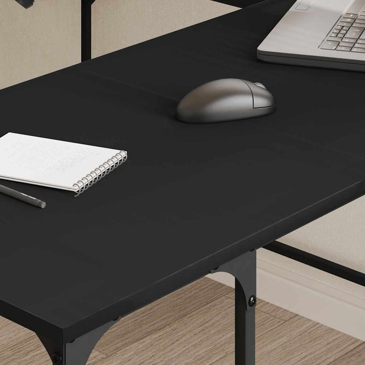 skrivebord 139x139x75 cm konstrueret træ sort