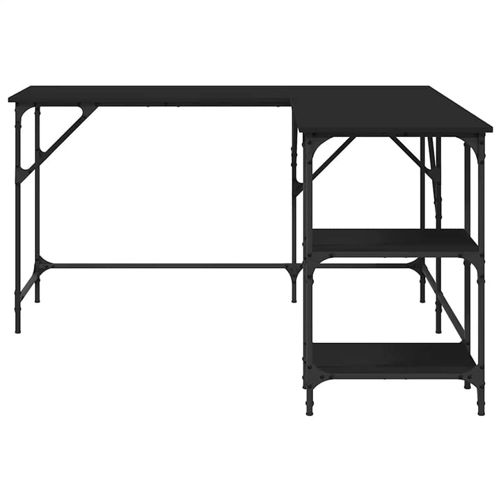 skrivebord 139x139x75 cm konstrueret træ sort