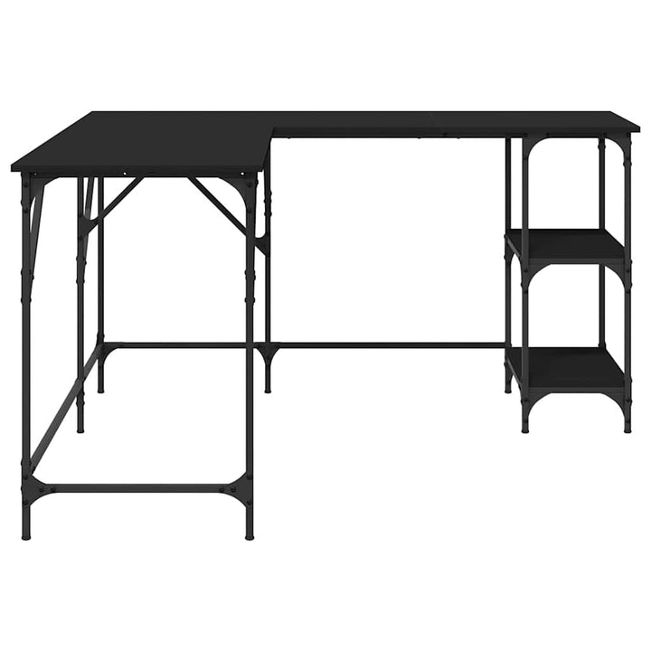 skrivebord 139x139x75 cm konstrueret træ sort