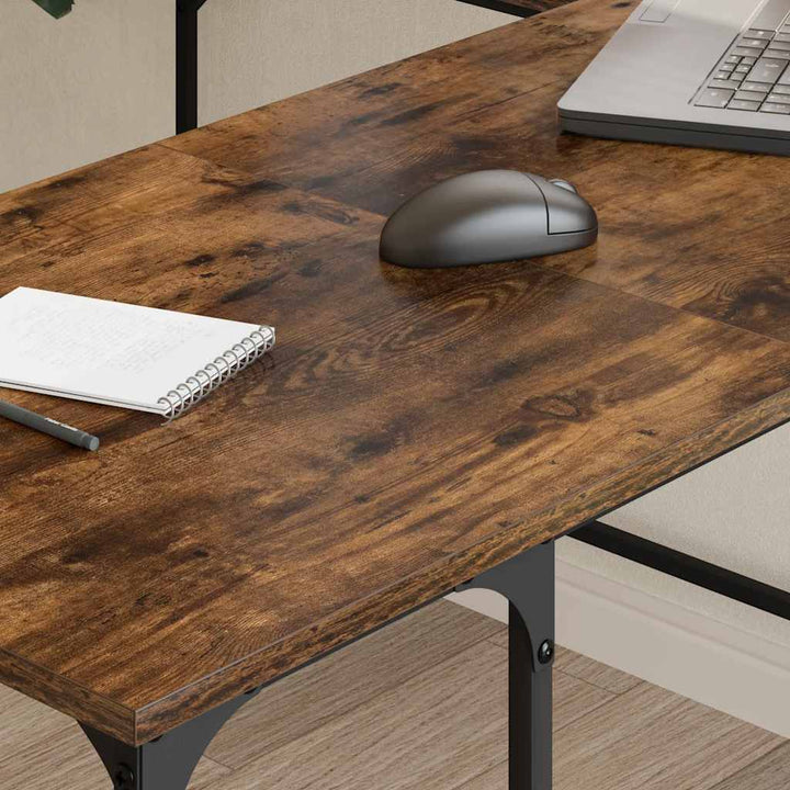 skrivebord 139x139x75 cm konstrueret træ røget egetræsfarve