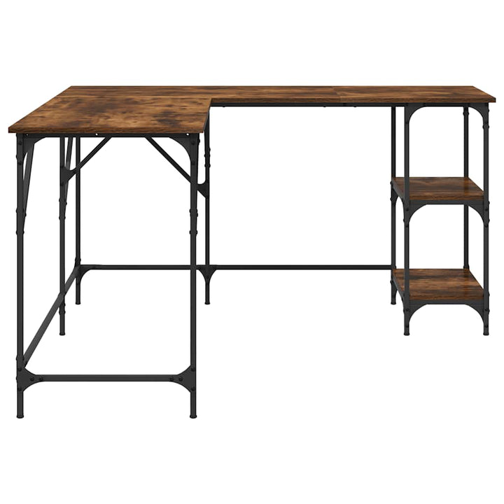 skrivebord 139x139x75 cm konstrueret træ røget egetræsfarve