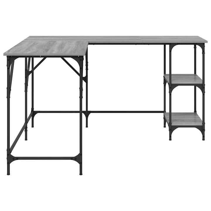 skrivebord 139x139x75 cm konstrueret træ grå sonoma-eg
