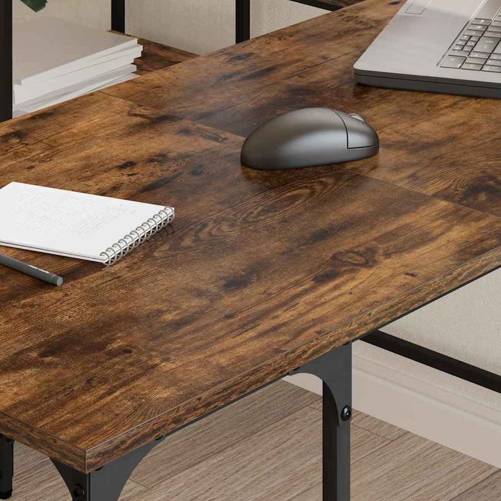 skrivebord 139x139x75 cm konstrueret træ røget egetræsfarve