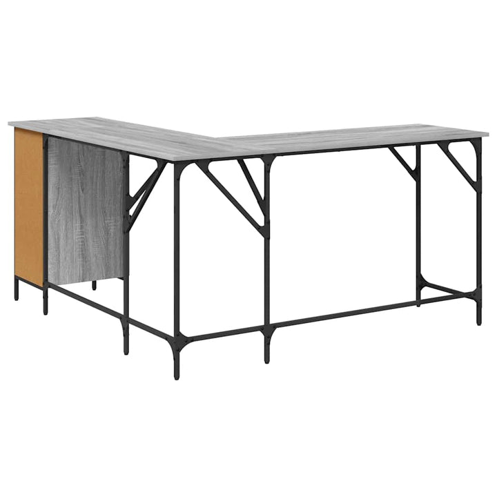 skrivebord 141x141x75 cm konstrueret træ grå sonoma-eg
