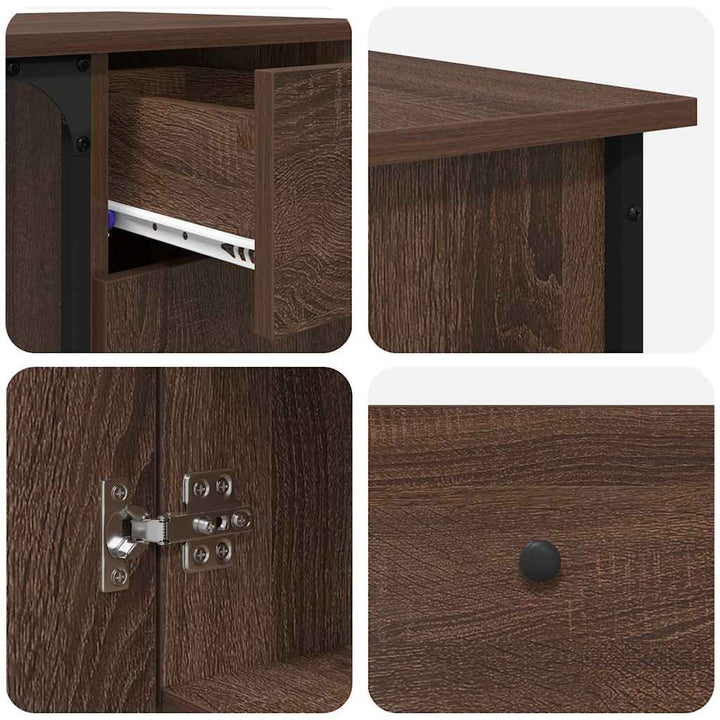 skrivebord 141x141x75 cm konstrueret træ brun egetræsfarve